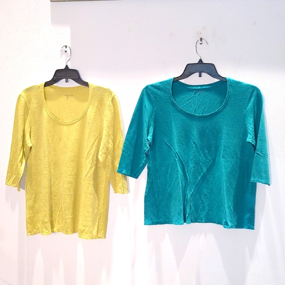 Two for one mid sleeve Eileen Fisher shirts Lg.